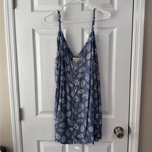 Blue Feather Print Dress NWT